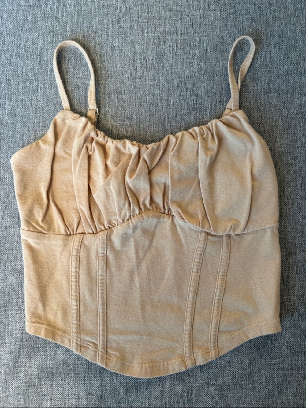 Hollister Beige Ruched Bustier Cami with Adjustable Straps